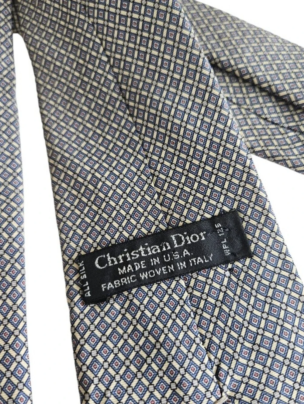 Dior Men's Gray Diamond-Pattern Silk Tie